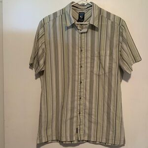 Kuhl Green and‎ Cream Striped Button Down Shirt Size Medium